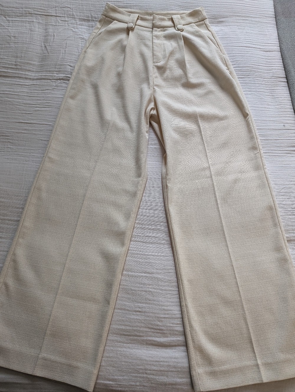Grace & Mila Wide-Leg Cream Pleated Pants Size Small